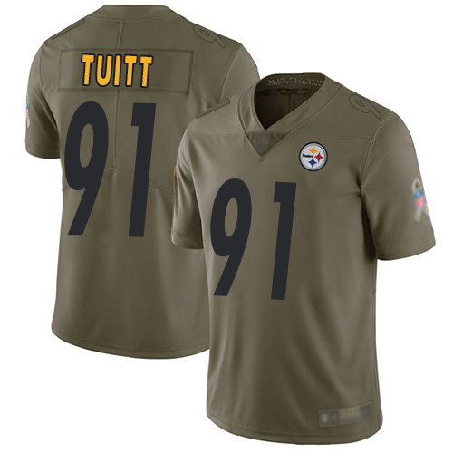 Youth Pittsburgh Steelers Football #91 Limited Olive Stephon Tuitt 2017 Salute to Service Nike NFL Jersey->youth nfl jersey->Youth Jersey